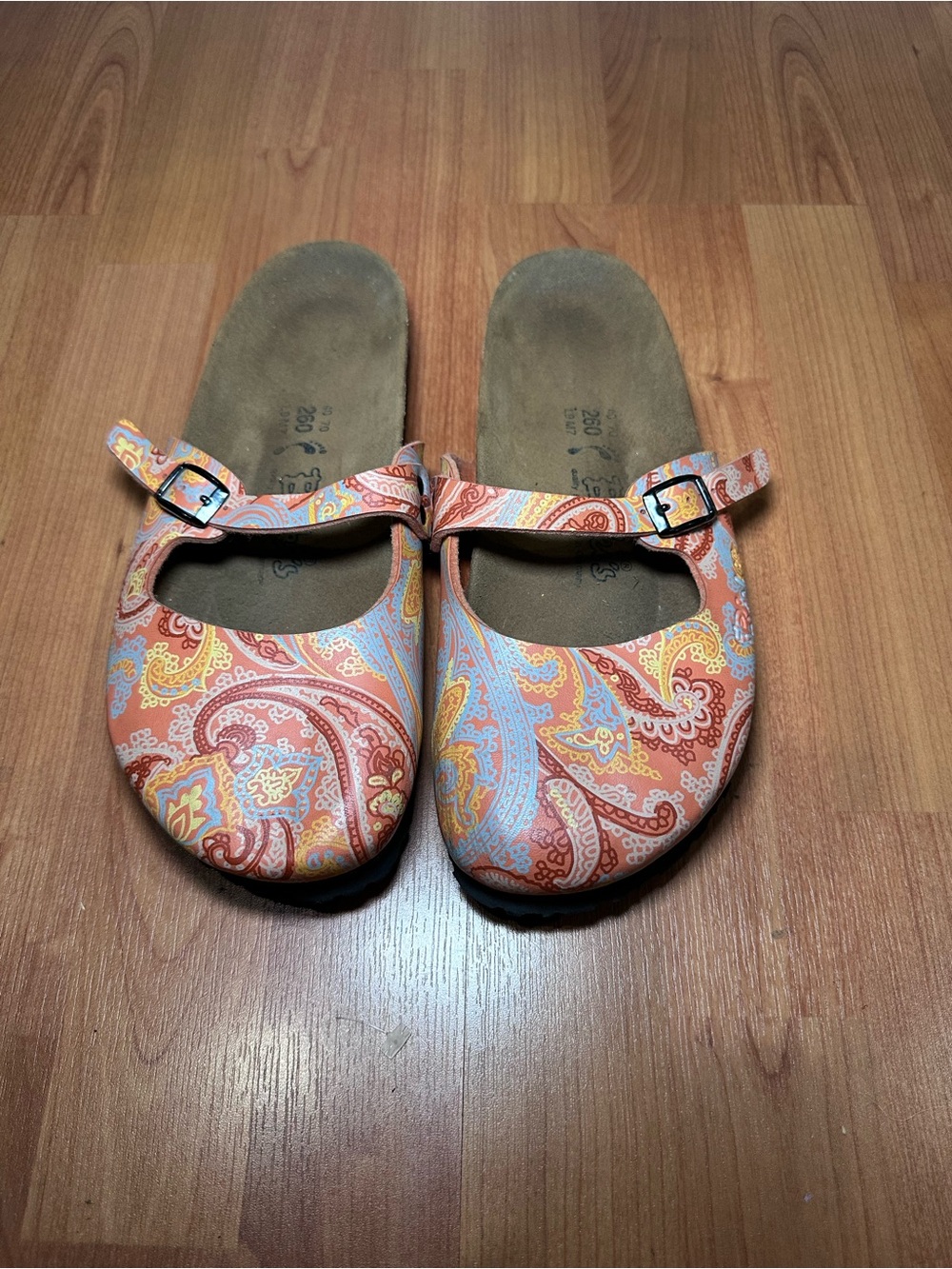 Birkenstock Paisley Mary Jane Sandals in Orange and Blue